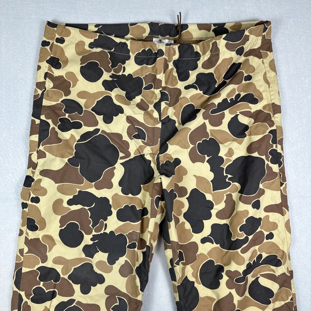 VTG Columbia Omni Tech Camo Hunting Men's L Rain Pants Zipper Legs 90s Frogskin